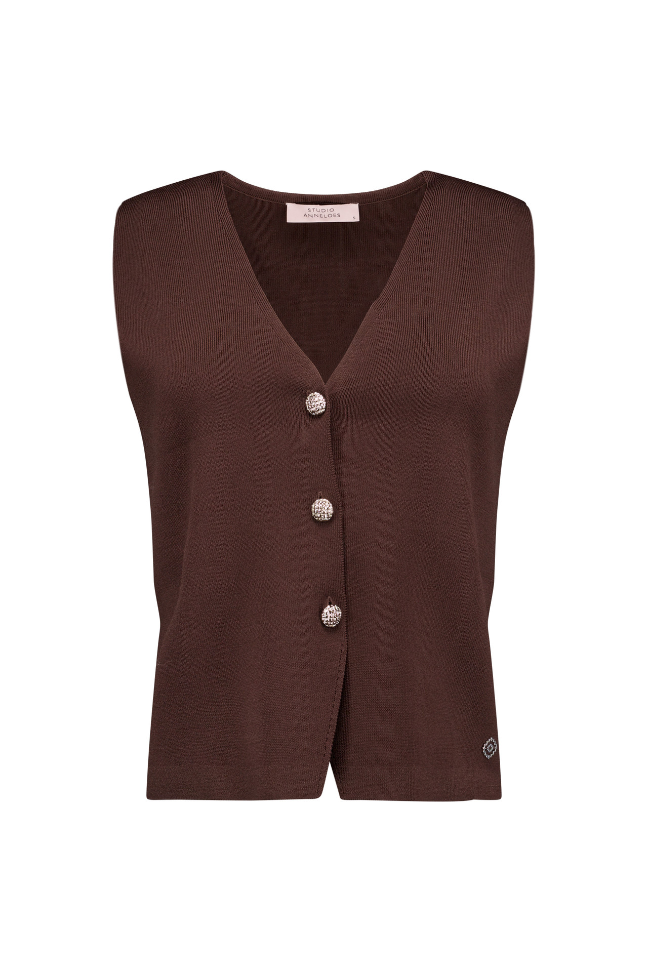 Studio Anneloes Fenna Knitted Gilet, gebreid gilet in espressokleur